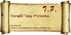 Tormássy Piroska névjegykártya